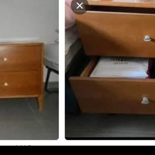 Solid wood nightstand with two large drawers