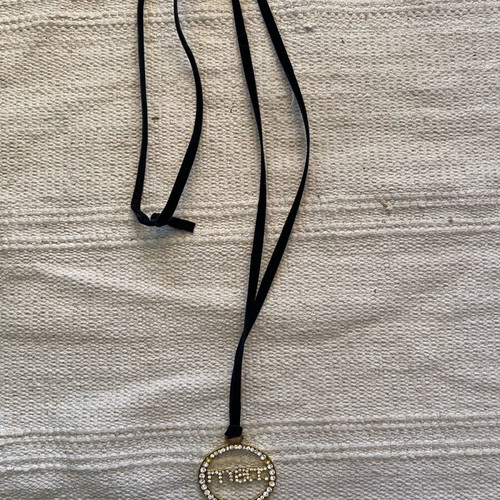 MAT necklace like new with velvet strap and rhinestones
