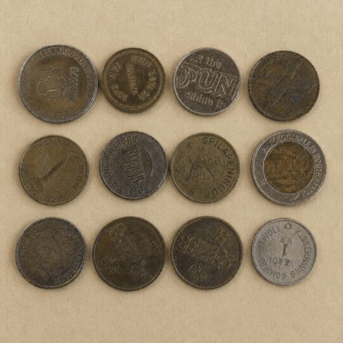 Mixed European lot of 12 collectible tokens from Germany, Denmark and other countries