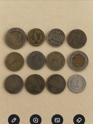 Mixed European lot of 12 collectible tokens from Germany, Denmark and other countries