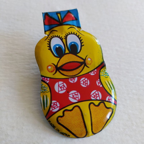 Vintage Tin Lithographed Tiki-Taka Duck Toy Made in Japan 1950-60 Like New