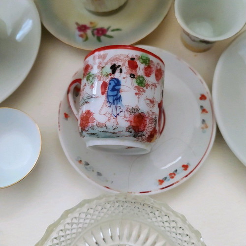 Vintage cups and dessert plates used, set