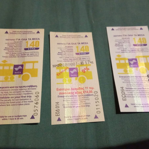 Athens Transport Tickets used, pack of 100