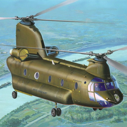 Revell CH-47D Chinook model helicopter figure 1:144 new with glue and paints