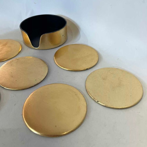 Set of 7 gold coasters with base, Inart 4x11.5