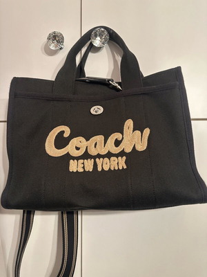 Coach crossbody bag black with beige embroidery new