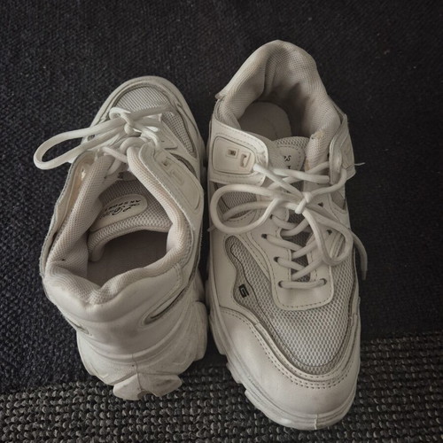 White sneakers used, athletic style