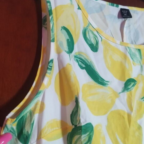 Shein yellow sleeveless dress with lemon print, new, XL