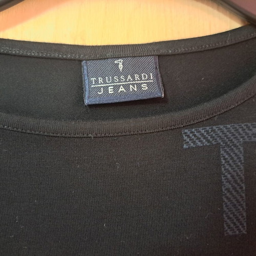 Trussardi Jeans long-sleeve shirt new, black with gray letters, size S