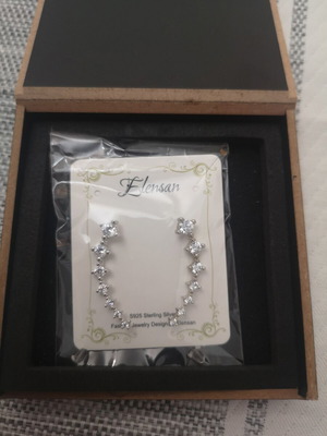 Elensan 925 Silver Ear Climbers with Zirconia New