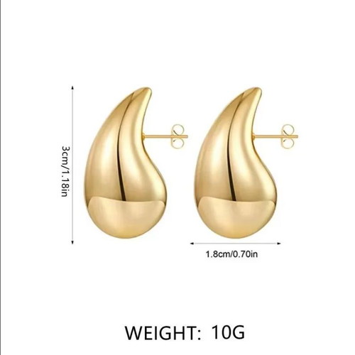 Stainless steel thick teardrop earrings new, gold and silver