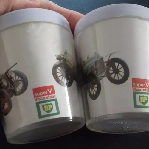 BP Super V Visco Static vintage promotional plastic cups, used, set of 2