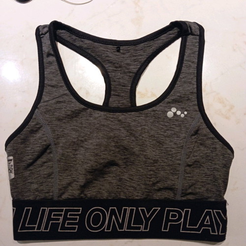 Sports bra used, size XS, gray with black