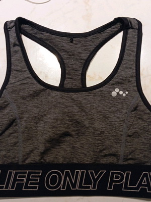 Sports bra used, size XS, gray with black