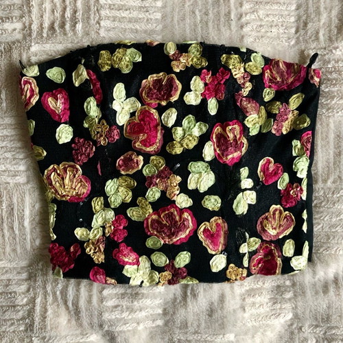 Aideen Bodkin corset like new with sequins and embroidered flowers, size L