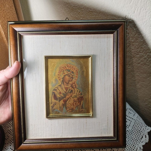 Christian Icon Panagia Vrefokratousa Gold Leaf handmade Italy like new