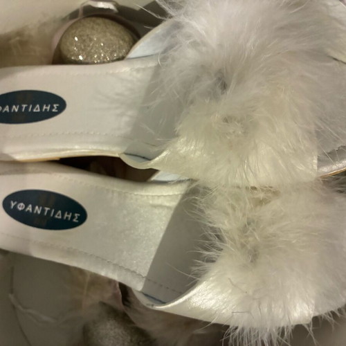 Yfantidis Bridal Slippers Satin White like new, size 41