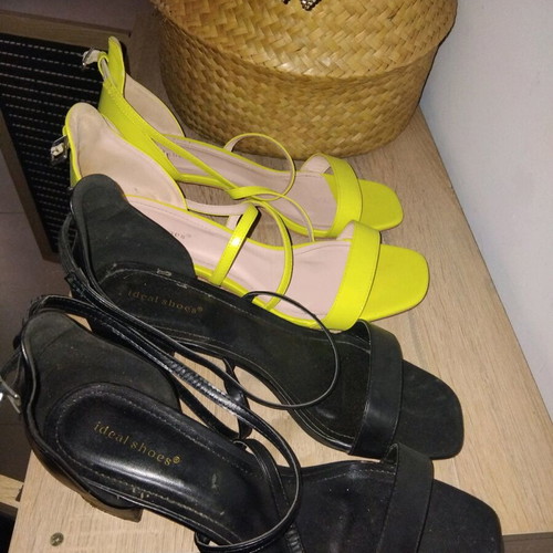 Sandals like new size 41, black and yellow platforms