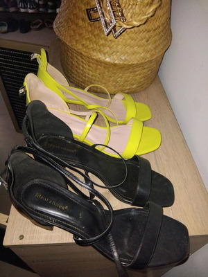 Sandals like new size 41, black and yellow platforms