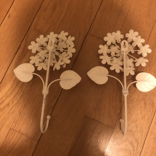 Zara Home vintage metal wall hooks set of 2, hydrangea flower design