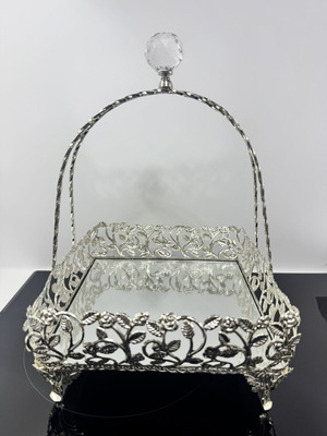 Decorative metal fruit basket with mirror vintage style