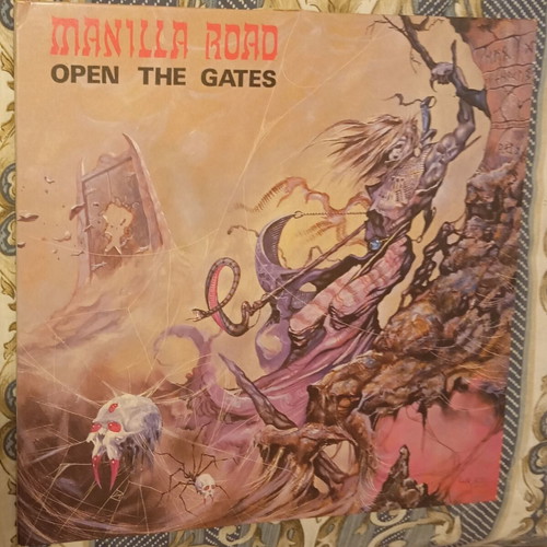 Manilla Road Open the Gates vinyl record like new, 1985 France Black Dragon
