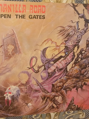 Manilla Road Open the Gates vinyl record like new, 1985 France Black Dragon