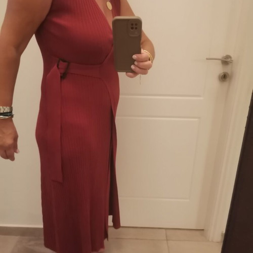 Massimo Dutti sleeveless cotton wrap dress, like new, brick color