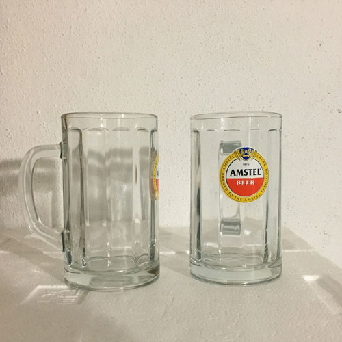 Amstel beer glass 0.3L with handle, set of 2