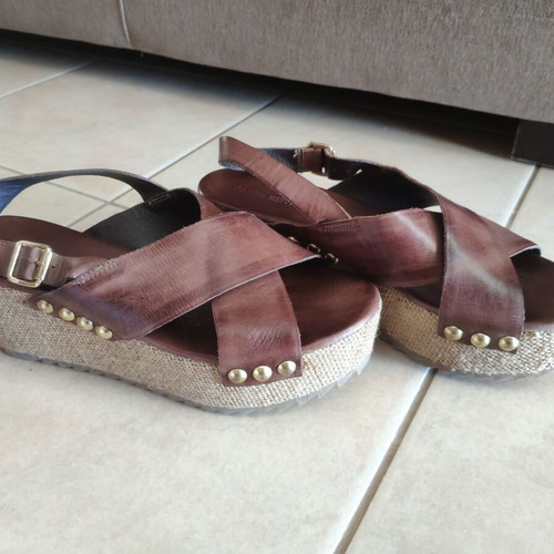 Makis Kotris leather platform sandals like new, size 37, brown