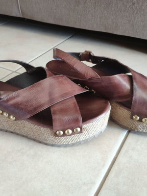 Makis Kotris leather platform sandals like new, size 37, brown