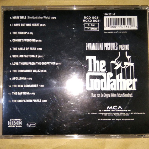 The Godfather Soundtrack CD used, with light scratches