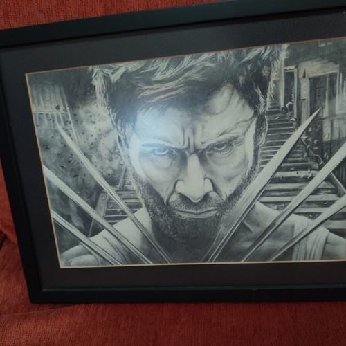Wolverine hand painted artwork framed