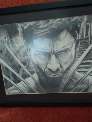 Wolverine hand painted artwork framed