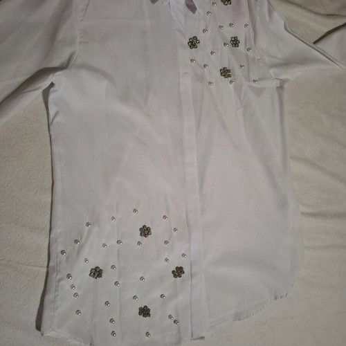White shirt with pearls and strass like new, unworn