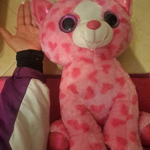 Pink Plush Cat medium size like new