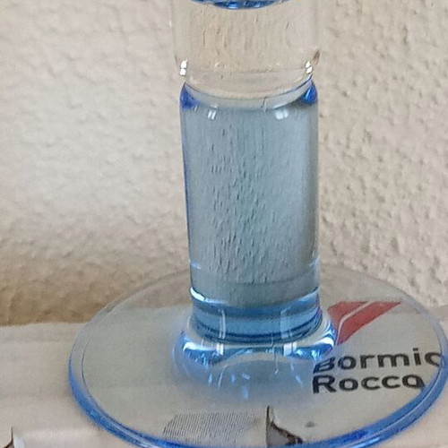 Set of 6 Bormioli Rocco Champagne Glasses with Blue Stem, New