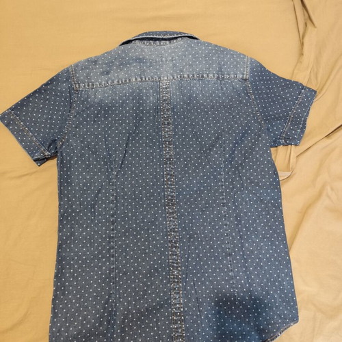 Hamaki-Ho men's short-sleeve polka dot denim shirt slim fit L