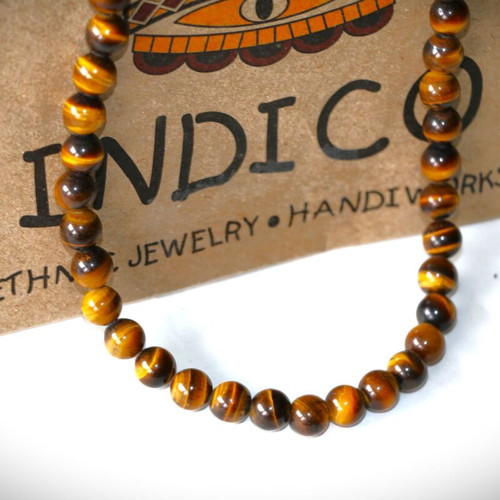 Necklace with genuine tiger's eye stones and sterling silver 925 new