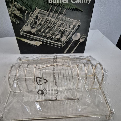 Metal Buffet Caddy cutlery organizer like new, silver