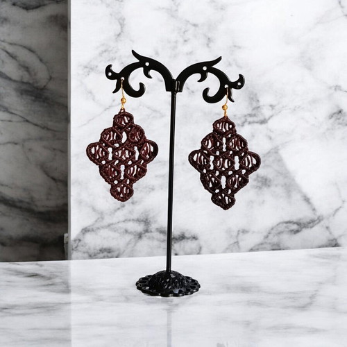 Handmade brown macrame earrings made to order