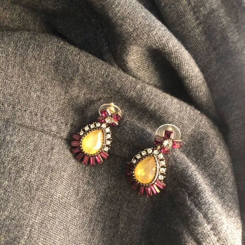 Earrings with crystals and rhinestones like new, multicolored