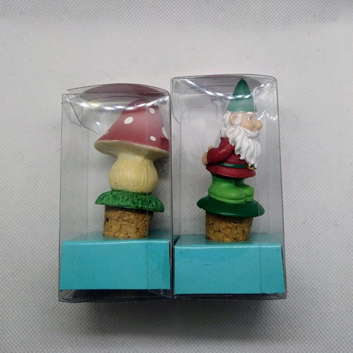 Bottle stoppers with decorative figurines, new, set of 2