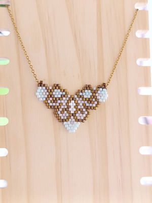 Summer necklace handmade with miyuki beads and stainless steel chain