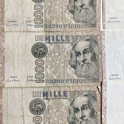 Italian banknotes used, pack of 20 of 1000 lire