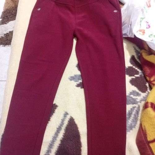 Red women's pants with fur inside like new, size L