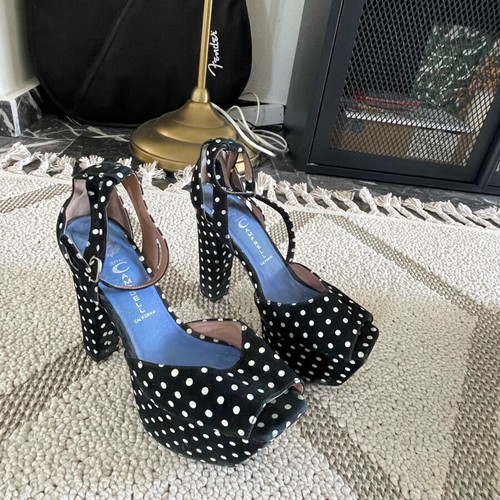 Jeffrey Campbell suede polka dot sandals like new, 12½ cm heel
