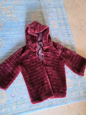Faux Fur Coat with Hood made in Italy, like new, 100% Viscose