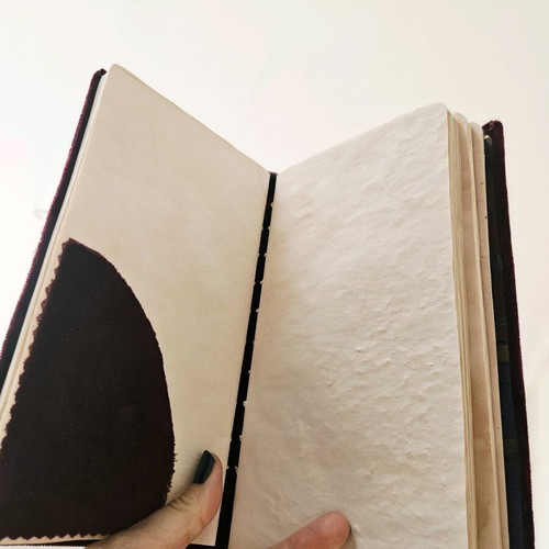 Handmade artistic notebook like new with velvet cover