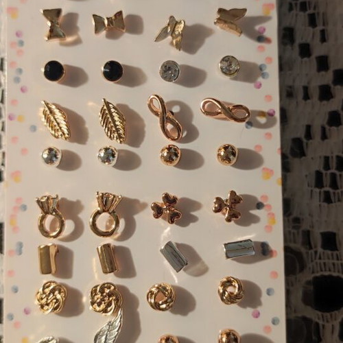 Stud earrings new, gold and silver tone fashion jewelry